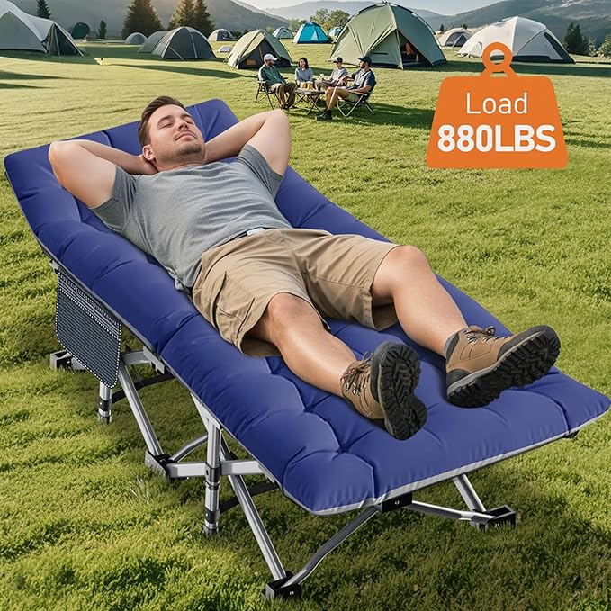 ABORON Heavy-Duty Folding Guest Bed for Adults, 500lb Capacity, Portable Extra Cot with 1249D Double Layer, Ideal for Indoor Guest Stays & Temporary Home Use