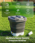 Portable Electric Pressure Washer with 3.2 Gal Tank, 4-in-1 Nozzle, Max 290 PSI Foldable Cordless Power Washer, Type-C Charging, Portable Water Sprayer for Camping, Bike, Pet, Garden, Car Wash