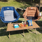 2 Pack Oversized Camping Chairs for Adults Heavy Duty Padded Outdoor Folding Lawn Chair XL Camp Chair for Outside Sports Beach Fishing Garden Supports 500lbs, Brown