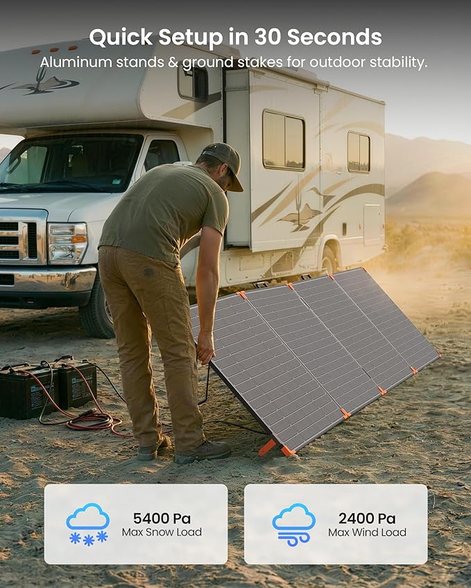 450W Portable Solar Panel,38V N-Type 16BB 25% High Efficiency Foldable Solar Charger for EcoFlow Delta/Anker C1000/Jackery/Bluetti Elite 100,IP68 Waterproof for Offgrid RV Power Backup