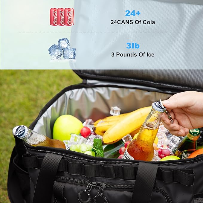 Soft Travel Coolers Bags Insulated Cooling 16hour for Camping Hiking Beach Travel Soft Sided Insulated Cooler Bag 20/48Cans for Women Men