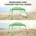 Zeraty Beach Cabana 8'×8', Portable Beach Canopy with Side Wall, Easy Pop Up UPF 50+ Silver-Coated Beach Tent Sun Shelter, Wind Resistant Adjustable Height Beach Umbrella Tent for Family, Green