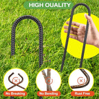 12 Inch 16 Pack Ground Anchors Heavy Duty Rebar Stakes Garden Stakes U Hook Galvanized Steel Ground Stakes Tent Stakes Trampoline Stakes, for Camping Tents Soccer Goals, Black