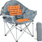 SunSettler Heated Camping Chair, Oversized Heated Outdoor Chairs for Adults with 3 Heat Levels, Portable Folding Padded Chair for Camp, Lawn, Sports (Battery NOT Included) (Grey, Oversized)