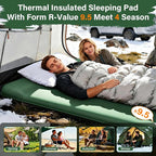 HiiPeak Double Camping Sleeping Pad with Electric Pump, 3" Thick 2 Person Self Inflating Memory Foam Mattress Pad with Pillow, Portable Sleeping Mat for Travel, Car, Tent, Full Size (Green)
