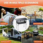FUNYKICH Folding Camping Table(L32.3''xW15.7''), Aluminum Roll-up Portable Picnic Table with 2 Adjustable Height, Large Storage and Carrying Bag for Picnic, Camping, BBQ, Party, Backyard, Beach
