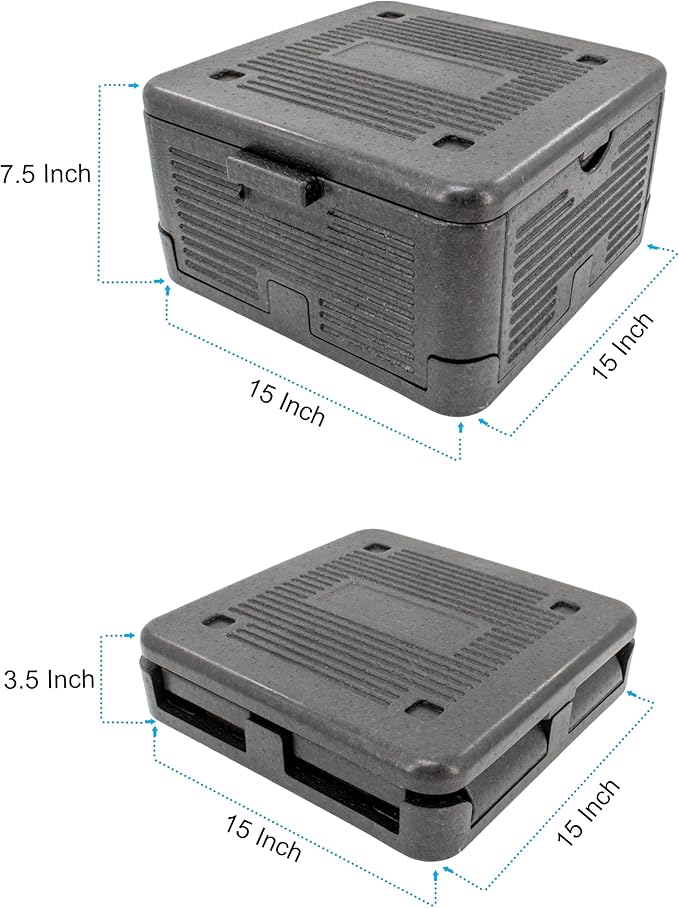 Collapsible Iceless Cooler Foam Chill Chest Box - Insulated, Foldable, Portable, Lightweight, Iceless & Waterproof - Medium Black