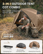 Gonex Camping Tent Cot for Adults, 1-Person Off-Ground Folding Portable Easy Set-up Tent Cot Combo for Hiking, Backpacking, Car & Motorcycle Camping(31.5" W X 78.7" L)-Khaki
