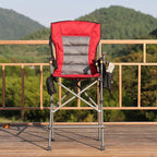 REDCAMP Oversized Tall Camping Chair for Adults, 330lbs Portable High Folding Directors Chair, Foldable Bar Height Stool with Makeup Pocket for Lawn Sport Face Painting, Red