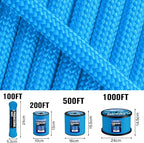 Paracord Rope 750 - Parachute para Cord 4mm 11 Strand Spool Rope Utility Nylon String for Outdoor Camping Survival Utility Tent Crafting DIY Projects - Blue 500ft