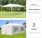 Smartxchoices 10' x 20' Outdoor White Waterproof Gazebo Canopy Tent with Removable Sidewalls Windows Heavy Duty Tent for Party Wedding Events Beach BBQ…