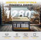 Power Queen LiFePO4 Battery 12V 100Ah, Group 31 Lithium Battery, with 1280Wh Energy and BMS Protection, Up to 15000 Deep Cycles for RV Trailer, Camper Van, Solar Off-Grid