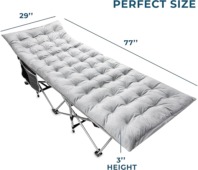 Zento Camping Cot Mattress Foam Pad for Adults – Thick Soft Ultra Comfort Sleeping Pad for Traveling Hiking Outdoor or Indoor Use – Lightweight Easy to Carry Foldable Waterproof Adult Cot Mattress