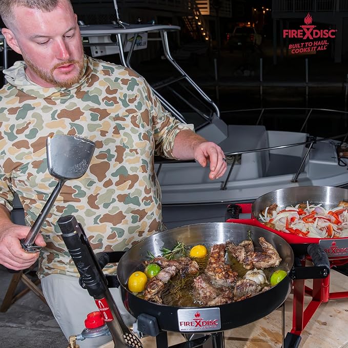 FIREDISC 215 Limited Edition Ultra Portable Tabletop Propane Cooker in Jet Black TCGFD215B, 16.5-in. Plow Disc Camping Stove is an Ideal Portable Stove, Tailgate Grill, Propane Outdoor Cooking
