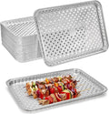 Frcctre 25 Pack Disposable Aluminum Grill Pans, 16 x 12 Inch Large Aluminum Broiler Pans Foil Grill Trays Topper Pan Sheet Pan with Holes for for Outdoor Cooking and Camping, BBQ