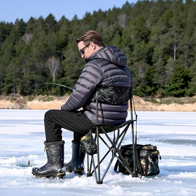 X Strike Portable Fishing Chairs Outdoor Folding Stool for Adults Portable Camping Chair for Ice Fishing,Hunting,Lawn,Patio,Garden,300LBS.