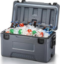 Cooler, Portable Hard Cooler with Dual Latches, Insulated Ice Chest with Swing-up Side Handles, Molded Ruler＆Cup Holders, Coolers Keeps Cool up to 6 Days, Camping Fishing Road Trips Beach, 47.5 QT