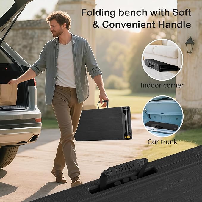 6 Foot Folding Bench, Portable Plastic Folding Bench Seat, Foldable Seat for Indoor Outdoor Picnic Camping Dining, Soccer Garden Multipurpose Entertaining Activities, White (Black, 1 Pack)