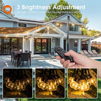 addlon 78FT(72+6) Solar String Lights with Remote, 38 Shatterproof G40 Bulbs, Commercial Grade Solar Powered Outdoor Lights, Dimmable Waterproof Solar Lights Outdoor, for Outside Porch Backyard House