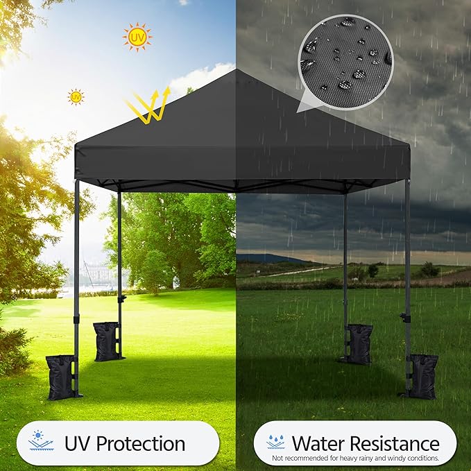 Yaheetech Canopy Tent, Commercial Instant Heavy Duty Canopy, 500D Waterproof Adjustable Tent with Wheeled Carry Bag, 4 Sandbags and 4 Stakes (10x10, Dark Gray)