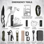 Gifts for Men Christmas Survival Kit, Survival Gear and Equipment 258 PCS with Water Filter, Emergency Tent, LED Lantern, First Aid Kit Supplies, 25L Backpack for Family, Outdoor Camping, Hiking