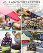 HOMGEN 17-Piece Camping Cooking Set with Stove Windshield & 2 Plates - Lightweight Aluminum Nesting Pot/Frying Pan Teapot - Complete Camping Mess Kit for Backpacking Picnics Outdoor Cooking Camping