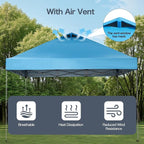 10x10 Canopy Replacement Top with Air Vent, Pop Up Canopy Replacement for Straight Leg Canopy Tent, Canopy Replacement Cover UV Resistant Waterproof for Garden Patio Camping (Top Only)(SkyBlue)