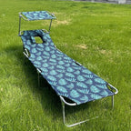Portable Folding Bed for Adults with Neck Strap Metal Canvas Fold Up Bed with Sunshade Cots for Camping with Handles Load Bearing 160kg for Guest, Travel, Vacation, Camping(Multi-Colored)