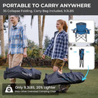 FUNDANGO Oversized Camping Chairs for Adults, Heavy Duty Fold Up Sports Games Lawn Chairs, Extra Wide Big Man Outdoor Chairs with Padded Lumbar Support Backrest, Bag Included for Camp, Beach, 2 Pack