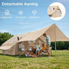 Inflatable Camping Tent with Pump & Awning, 14 Person Air Tents for Camping Adult, Large Waterproof Oxford Family Glamping Tent, Quick Setup Big Tent for Outdoor Camping