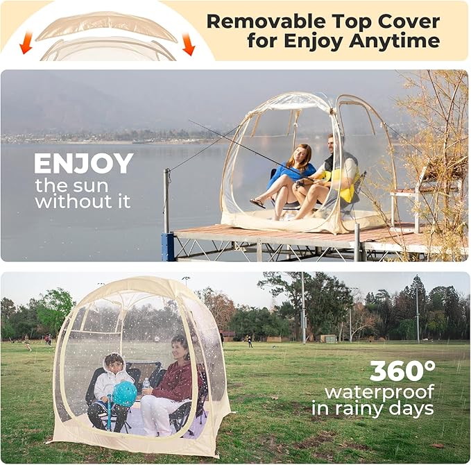 All Weather Proof Pod Sports Tent,Outdoor Weather Tent Sports Pod Pop Up Shelter with Sealed Floor,2-4 Person Clear Tent for Sport Event,Camping,Fishing 8 Sizes & Multicolor
