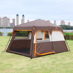 KTT Extra Large Tent 10-12-14 Person(A),Family Cabin Tents,2 Rooms,3 Doors and 3 Windows with Mesh,Straight Wall,Waterproof,Double Layer,Big Tent for Outdoor,Picnic,Camping,Family Gathering