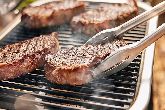 Weber Lumin Portable Outdoor Electric Barbecue Grill for Small Spaces and Travel, Ice Blue
