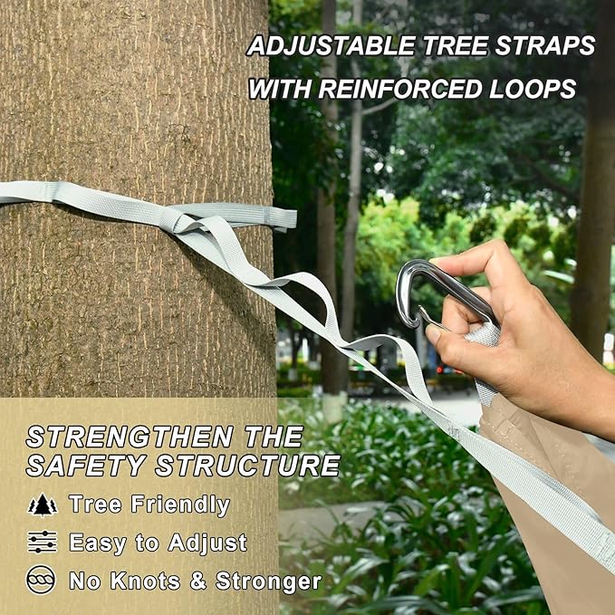 Tan Solid Color Camping Hammock Cloth Hammock for Camping Travel Accessories