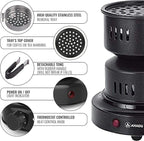 AHADU Premium Electric Charcoal Burner Coconut Coal Starter Hibachi Smart Overheating Control. Instant Coal Disk Tablet Fire Starter. Perfect Stove for Outdoor camping BBQ -Comes with Free Tong/Handle