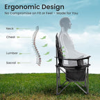 Oversized Camping Chair Heavy Duty- Portable Folding Chair, Cup Holder & Waterproof Phone Case for Adults, Beach, Hiking, Backyard (Black & Light Gray, 1 PCS)