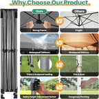 COBIZI 10x15 Heavy Duty Pop up Canopy Tent with 4 sidewalls, Commercial Outdoor Tents for Parties,Backyard Event, Wedding, All Season Waterproof Event Shelter with Carry Bag, Gray(Frame Thickened)