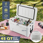 Goplus Hard Cooler, Insulated Ice Chest w/Portable Handles, Cup Holders, Ruler, Bottle Opener, 6 Day Ice Retention for Drink, Beverage, Camping, Fishing, Beach