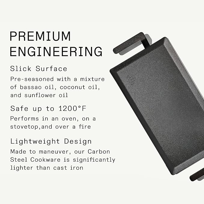 Made In Cookware | Carbon Steel Griddle - (Like Cast Iron, but Better) | Professional Cookware | Crafted in Sweden | Induction Compatible