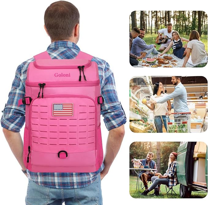 Cooler Backpack, 30 Can Backpack Cooler 4-Sided Cold Retention Technology, Lightweight & Hands-Free for Beach, Camping