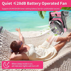 20000mAh Rechargeable Fan Battery Powered Operated,Portable Rechargeable Pink Camping Fan with LED Lantern,270°Rotation,USB Table Fan Pink Camping Accessories Battery Fans Portable