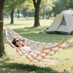 Carrot Orange Plaids Camping Hammocks Cloth Hammock for Outside Patio Garden