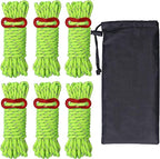 Hikeman 6 Pack 4mm Outdoor Guy Lines Tent Cords Lightweight Camping Rope with Aluminum Guylines Adjuster Tensioner Pouch for Tent Tarp, Canopy Shelter, Camping, Hiking, Backpacking