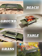 Charmline 15x11 inches Portable Charcoal Grill, Compact Portable BBQ Grill, Tabletop Charcoal Grills for Camping, Picnics, Gardens and Beach Parties, Green
