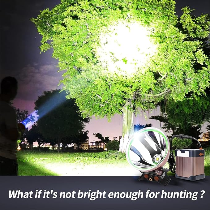 Coon Hunting Lights High Power LED Headlamp Super Bright High Lumens 22000mAh Rechargeable Headlight Waterproof Head Spotlight Torch for Fishing Camping