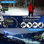 Bud K Rechargeable LED Headlamp, 1200 Lumens Super Bright Headlamp Flashlight, 8 Modes, 135° Adjustable, IPX7 Waterproof Head Lamp for Camping, Running, Climbing, Hiking
