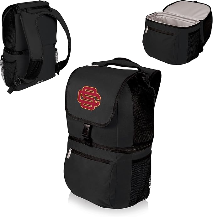 PICNIC TIME NCAA USC Trojans Zuma Backpack Cooler, Soft Cooler Backpack, Lunch Cooler, (Black)