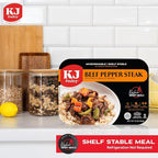 KJ Poultry Kosher Ready Meals - Beef Pepper Steak & Rice, MRE Meat Meals Ready to Eat (1 Pack) Prepared Entree Fully Cooked, Shelf Stable Microwave Dinner Travel, Military, Camping, Emergency Survival