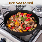 Zulay Kitchen Pre-Seasoned Cast Iron Skillet – 12.5 Inch Heavy Duty Frying Pan for Indoor & Outdoor Cooking – Oven, Stovetop, Induction, Grill & Campfire Safe