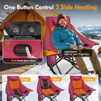 Slendor Oversized Heated Camping Chair with 2000mAh Battery, Padded & Pillow Heated Rocking Chair, 3 Adjustable Heat Settings Camping Rocker Chair for Easy Setup and Foldable Storage
